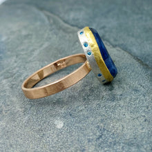 Load image into Gallery viewer, Natural Wonder: Blue Sapphire/Blue Diamonds Rose Gold Ring
