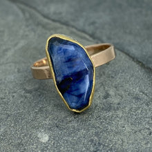 Load image into Gallery viewer, Natural Wonder: Blue Sapphire/Blue Diamonds Rose Gold Ring