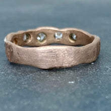 Load image into Gallery viewer, Textured Bark: Five-Diamond Rose Gold Ring