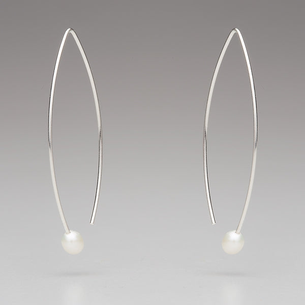 Sea Level: Oval/White Pearl Drop Earrings