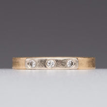 Load image into Gallery viewer, Modern Simplicity: Three-Diamond Gold Ring
