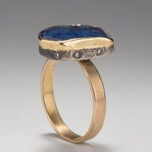 Load image into Gallery viewer, Natural Wonder: Blue Sapphire/White Diamonds Yellow Gold Ring