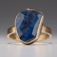 Load image into Gallery viewer, Natural Wonder: Blue Sapphire/White Diamonds Yellow Gold Ring