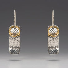 Load image into Gallery viewer, Gilded: Loop/Woven Rectangle Layered Drop Earrings
