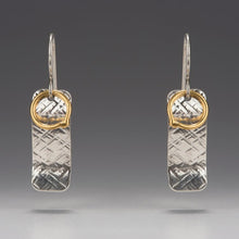 Load image into Gallery viewer, Gilded: Loop/Woven Rectangle Layered Drop Earrings