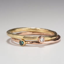Load image into Gallery viewer, Forged: Diamond and Yellow Gold Hammered Ring