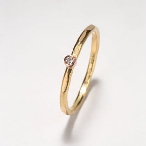 Forged: Diamond and Yellow Gold Hammered Ring