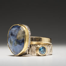 Load image into Gallery viewer, Textured Bark: Blue Diamond and Palladium White Gold Ring