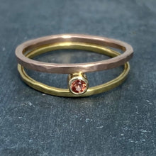 Load image into Gallery viewer, Parallel Universe: Padparadscha Sapphire and Yellow/Rose Gold Ring