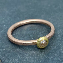 Load image into Gallery viewer, Forged: Champagne-Colored Diamond and Rose Gold Hammered Ring