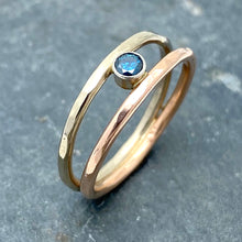 Load image into Gallery viewer, Parallel Universe: Blue Diamond and White/Rose Gold Ring
