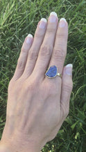 Load and play video in Gallery viewer, Natural Wonder: Blue Sapphire/White Diamonds Yellow Gold Ring