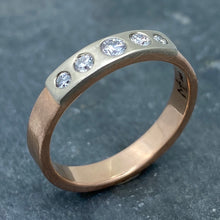 Load image into Gallery viewer, Modern Simplicity: Five-Diamond Rose Gold Ring