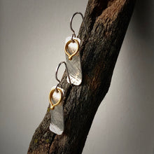 Load image into Gallery viewer, Gilded: Loop/Woven Rectangle Layered Drop Earrings