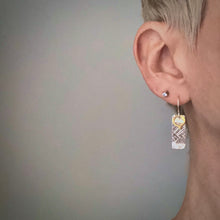 Load image into Gallery viewer, Gilded: Loop/Woven Rectangle Layered Drop Earrings