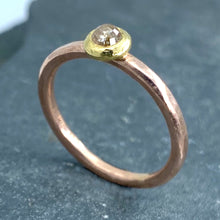 Load image into Gallery viewer, Forged: Champagne-Colored Diamond and Rose Gold Hammered Ring
