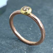 Load image into Gallery viewer, Forged: Champagne-Colored Diamond and Rose Gold Hammered Ring