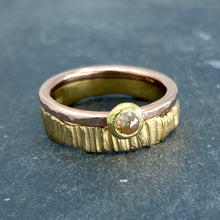 Load image into Gallery viewer, Forged: Champagne-Colored Diamond and Rose Gold Hammered Ring