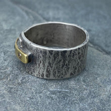 Load image into Gallery viewer, Modern Simplicity: Chocolate and Black Diamonds/Yellow Gold and Sterling Silver Ring
