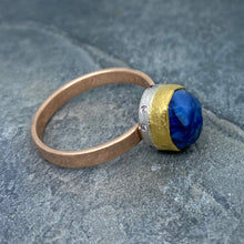 Load image into Gallery viewer, Natural Wonder: Blue Sapphire/Pink Diamonds Rose Gold Ring