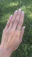 Load and play video in Gallery viewer, Modern Simplicity: Olive Green Diamonds and Sterling Silver Ring