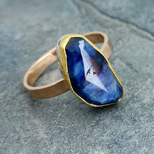 Load image into Gallery viewer, Natural Wonder: Blue Sapphire/Blue Diamonds Rose Gold Ring