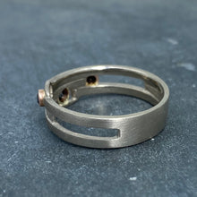 Load image into Gallery viewer, Geometry Perfected: Black Diamonds and Palladium White Gold Ring