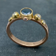 Load image into Gallery viewer, Contemporary Classical: Blue and White Diamonds Rose Gold Ring
