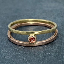 Load image into Gallery viewer, Parallel Universe: Padparadscha Sapphire and Yellow/Rose Gold Ring