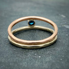 Load image into Gallery viewer, Parallel Universe: Blue Diamond and White/Rose Gold Ring