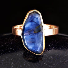 Load image into Gallery viewer, Natural Wonder: Blue Sapphire/Blue Diamonds Rose Gold Ring
