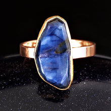 Load image into Gallery viewer, Natural Wonder: Blue Sapphire/Blue Diamonds Rose Gold Ring