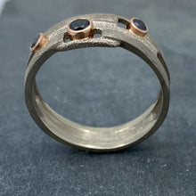 Load image into Gallery viewer, Geometry Perfected: Black Diamonds and Palladium White Gold Ring