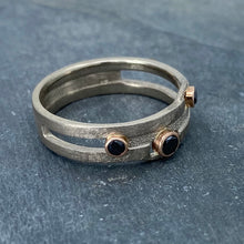 Load image into Gallery viewer, Geometry Perfected: Black Diamonds and Palladium White Gold Ring