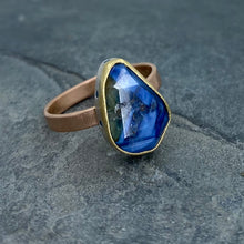 Load image into Gallery viewer, Natural Wonder: Blue Sapphire/Blue Diamonds Rose Gold Ring