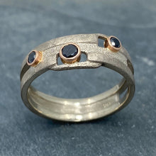 Load image into Gallery viewer, Geometry Perfected: Black Diamonds and Palladium White Gold Ring