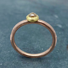 Load image into Gallery viewer, Forged: Champagne-Colored Diamond and Rose Gold Hammered Ring