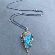 Load image into Gallery viewer, Natural Wonder: Angular Chrysocolla and Malachite Druzy Necklace