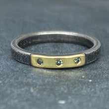 Load image into Gallery viewer, Modern Simplicity: Olive Green Diamonds and Sterling Silver Ring