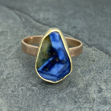 Load image into Gallery viewer, Natural Wonder: Blue Sapphire/Blue Diamonds Rose Gold Ring