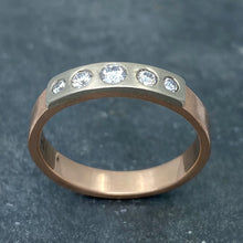 Load image into Gallery viewer, Modern Simplicity: Five-Diamond Rose Gold Ring
