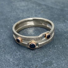 Load image into Gallery viewer, Geometry Perfected: Black Diamonds and Palladium White Gold Ring
