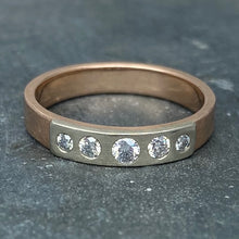 Load image into Gallery viewer, Modern Simplicity: Five-Diamond Rose Gold Ring