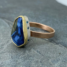 Load image into Gallery viewer, Natural Wonder: Blue Sapphire/Blue Diamonds Rose Gold Ring