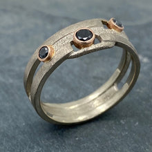 Load image into Gallery viewer, Geometry Perfected: Black Diamonds and Palladium White Gold Ring
