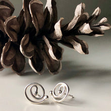 Load image into Gallery viewer, Spiral Trajectory: Coiled Rose Stud Earrings