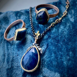 Natural Wonder: Teardrop Blue Sapphire Necklace