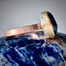 Load image into Gallery viewer, Natural Wonder: Blue Sapphire/Yellow Diamonds Rose Gold Ring