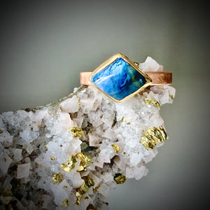 Natural Wonder: Blue Sapphire/Blue Diamonds Rose Gold Ring
