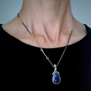 Natural Wonder: Teardrop Blue Sapphire Necklace